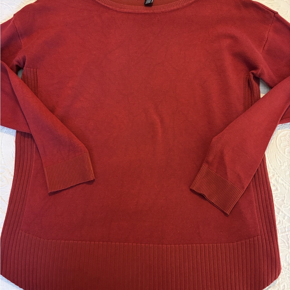 Cable & Gauge Rich Red Crew Neck Sweater